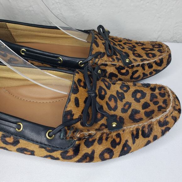 Clarks Dunbar Womens 9 Cruiser Pony Hair Slip-on Moccasin Loafers Leopard Print - Picture 5 of 16